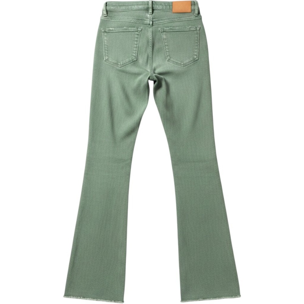 Lovervet by Vervet Sage Green High Rise Raw Hem Flare Jeans Sz 25 LV1254OL - Picture 2 of 4